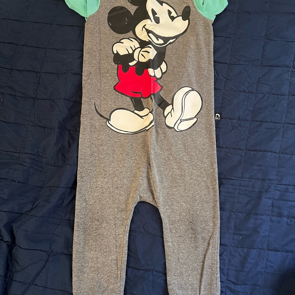 Rags to Raches Gray and Red Mickey Mouse romper